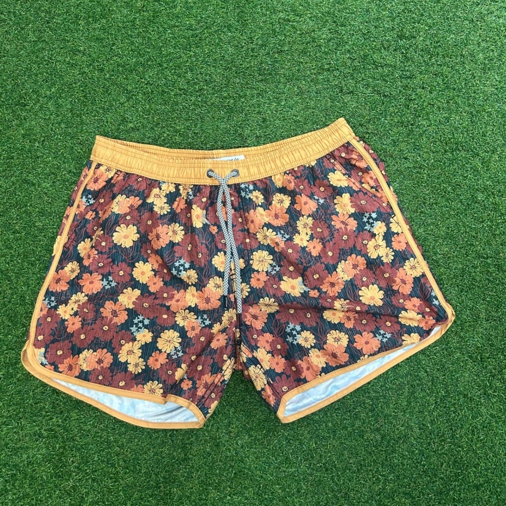 Maamgic Mens XL Floral Swim Trunks Retro Quick Dry Mesh Lined Board Shorts 5in